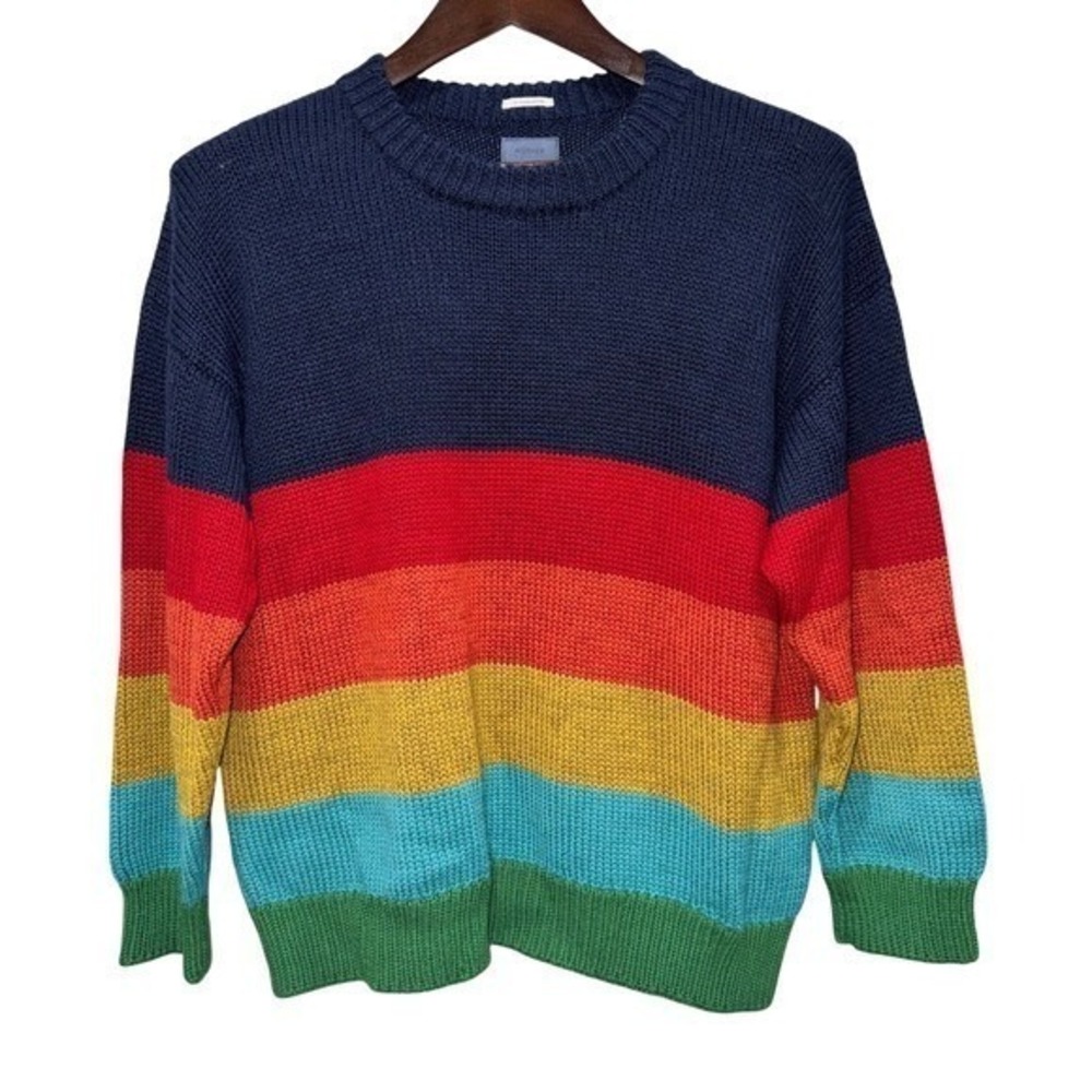 MOTHER The Jumper Women L Rainbow "Seeing Colors" Chunky Knit Sweater 90's look